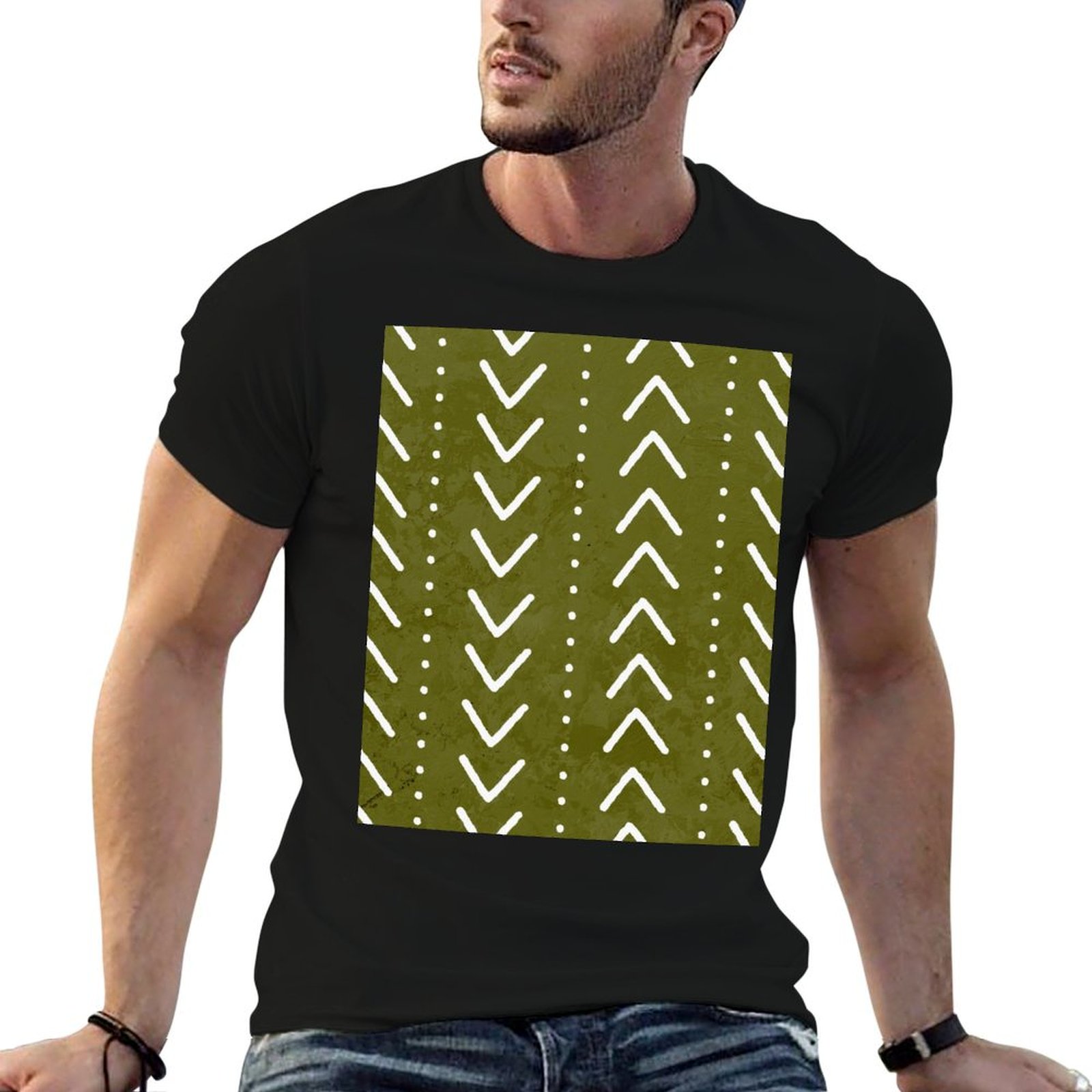 Оливково-зеленая футболка с уз – обзор и цена Mudcloth Print Top