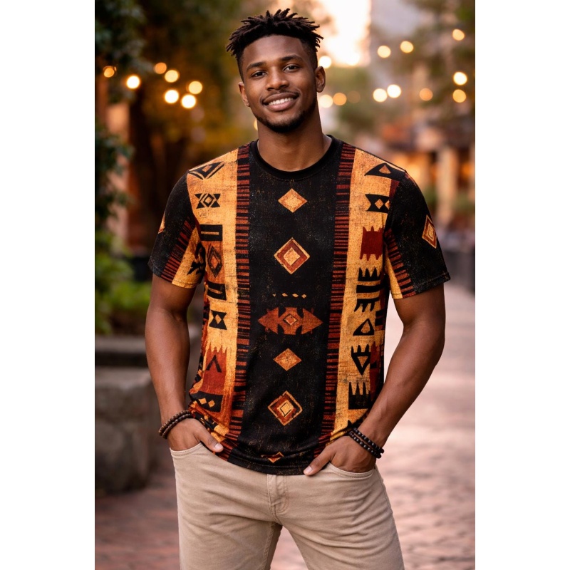 Мужская футболка с африканским – обзор и цена Mudcloth Print Top