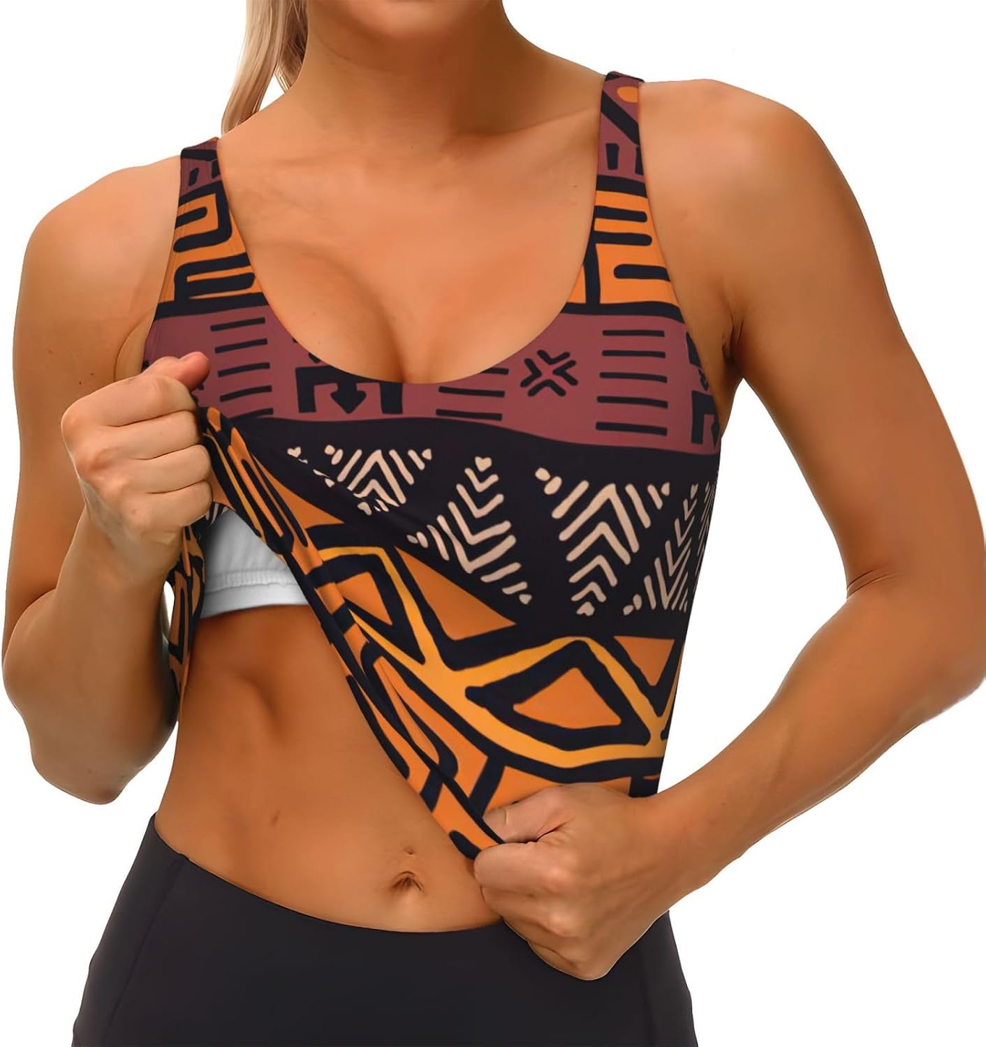 Женский спортивный бюстгальтер – обзор и цена Mudcloth Print Top